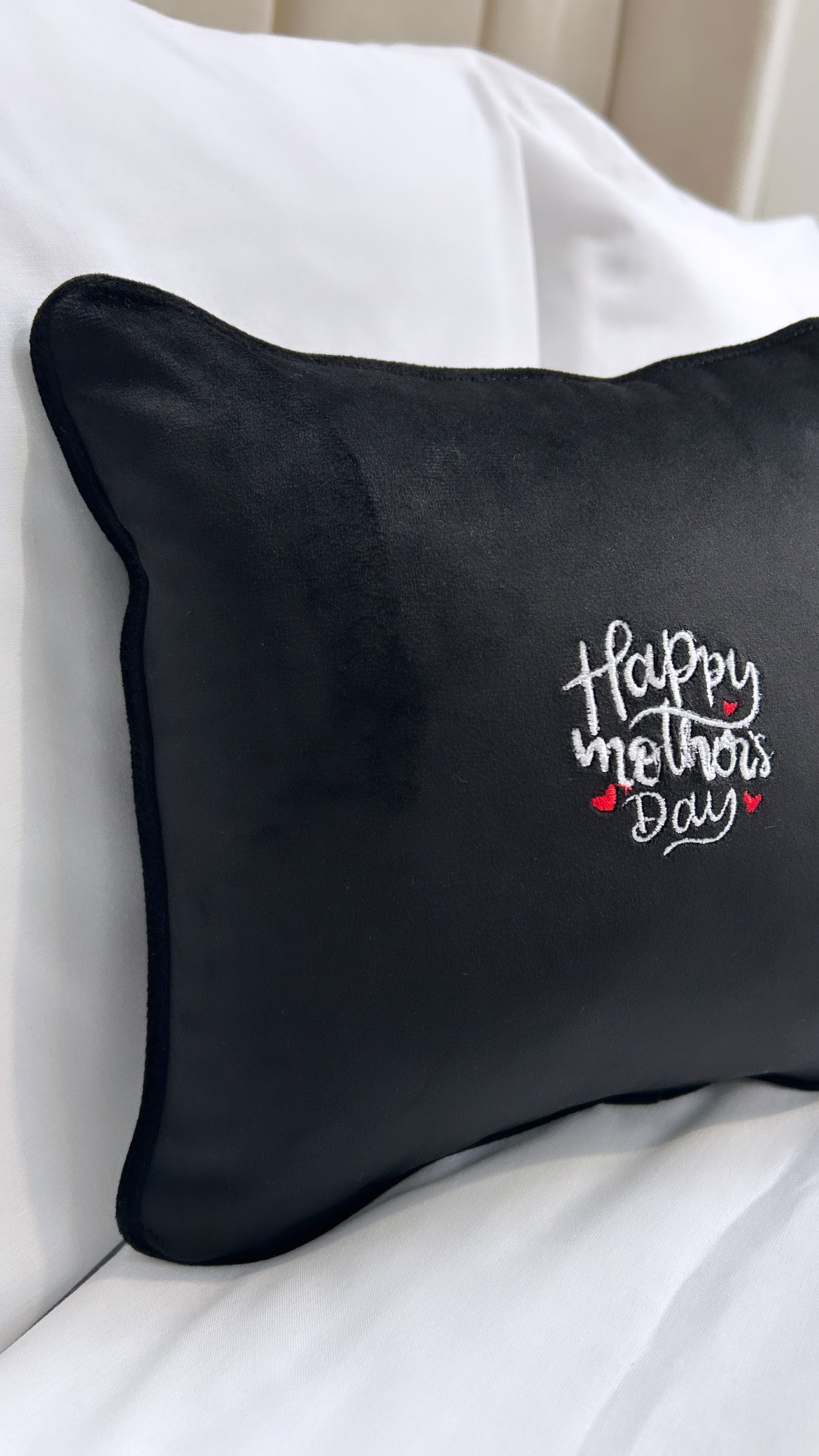 Happy Mothers Day Black Velvet Mini Cushion